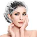 Ortarco 100PCS Large Disposable Shower Caps for Women reusable waterproof, 20" Plastic Deep Conditioning Hair Cap for Shower, Multi-use Thick Elastic Clear Shower Cap for Home Salon Hotel and Travel