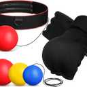 Boxing Reflex Balls Set 3 Different Balls Adjustable Headband Boxing Gloves Gift Men Teen for Punching Speed Hand Eye Coordination Training Boxing Equipment (Red Yellow Blue)