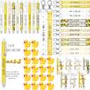 Spakon 72 Pcs Duck Pens Gifts Sets Include Yellow Lanyard Inspirational Key Chains Cute Ballpoint Pen Resin You're Awesome Cards Bookmarks for Duck Lovers Students School Supplies
