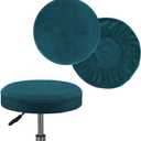 Turquoize 2 Pack Bar Stool Covers Round Stool Covers with Elastic Bands Bar Stool Seat Covers Slipcover Washable Stool Cushion Covers Feature Stretch Thick Fabric, Dia 16"-18", X-Large, Deep Teal