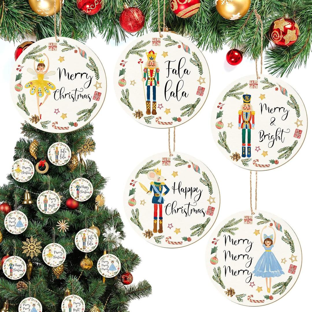 Weysat 40 Pieces Christmas Nutcracker Decoration Set Nutcracker Ornaments for Tree Mini Girls Princess Ballet Mouse King Soldier Figures for Xmas Tree Outdoor Party