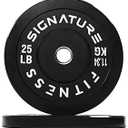 Fitvids 2" Olympic Bumper Plate Weight Plates with Steel Hub, 25LB, Pair