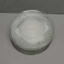 Elsjoy 6 Pack 10 Inch Large Glass Dinner Plate, Clear Round Serving Plate Vintage Embossed Dinnerware for Salad, Pasta, Fruits