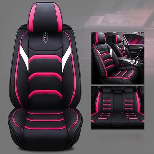 HIYUSEN-YDK Leather Car Seat Covers, Faux Leatherette Automotive Vehicle Cushion Cover for Cars SUV Pick-up Truck Universal Fit Set for Auto Interior Accessories (Black-Rose)
