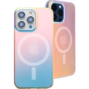 Magnetic for iPhone 13 Pro Case Iridescent Holographic, [Compatible with Magsafe] Matte Translucent Slim Protective Phone Case for iPhone 13 Pro