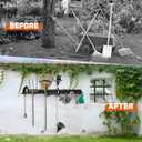 11Pcs Garage Wall Mount Tool Storage Rack - Adjustable Garden Tool Storage Hooks, Heavy Duty Utility Shed Organization Rack for Hanging Rake, Broom, Mower, Snowboard and Other Yard Tool