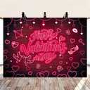 Happy Valentine's Day Backdrop Red Glitter Heart Neon Photography Background Valentines Day Party Decorations Supplies