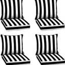 Arden Outdoor Deep Seat Cushion Set (4-Pack), 24 in x 24 in, Weather-Proof, Rain-Proof, Fade Resistant Patio Cushion for Chair, Sofa, and Couch Black Cabana Stripe