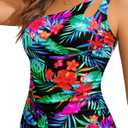 Tankini Tops for Women Swimwear - One Shoulder Swim Top Only Tummy Control Bathing Suit Top No Bottom 2025 Floral, Medium