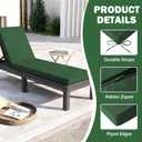 Chaise Lounge Cushions Outdoor, 72x 21x 3 Inch Waterproof & Fade-Resistant Lounge Chair Cushion, Outdoor Chaise Cushion with Removable Cover & Ties for Lawn, Patio, Pool & Beach, Forest Green
