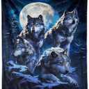 Wolf Throw Blanket - Soft Flannel Wolf Blanket for Teens, Adults, Women, Men - Warm Throw for All Seasons - 70"x50"