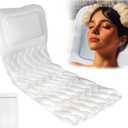EMMTEEY Full Body Bath Pillow for Tub,Bathtub Pillow for Head and Neck Support, Soft Tub Pillow for Comfort, Non-Slip Bath Cushion for Women, Men and Seniors Bath Accessories (White, White)