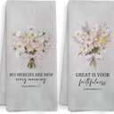 Christian Tea Towel, Wildflower Bible Verse Scripture Decor Dish Hand Towels for Bathroom Kitchen, Pink Vintage Christian Floral Decorative Kitchen Towels and Dishcloths Sets of 2, 16x24Inch