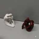 Decorative Bookends for Shelves, Unique Book Ends for Home Office Decor, Meditation Girl Statue Book Stopper for Bookshelf Decor, Modern Abstract Aesthetic Decoration White & Brown