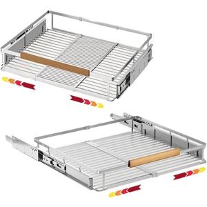 2 Pack Expandable Pull Out Cabinet OrganizerSide Mounting 23.2~39.99"x22.5"Cabinet Pull Out Shelves, Expandable Slide Out Spice Rack for Kitchen Bathroom Office