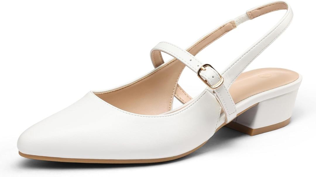 mysoft Women's Slingback Mary Jane Pumps Block Low Heel Adjustable Buckle Dress Shoes (11)