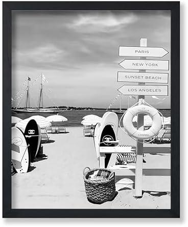 Poster Master Fashion Poster - Beach Print - Directions Art - Surfboard Art - Luxury Brand Art - Photography Art - Black and White Art - Great Living Room or Bedroom Decor - 11x14 UNFRAMED Wall Art