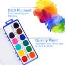 Watercolor Paint Set for Kids, 12 Colors, 24 Pack Washable Water Colors for Party Favors, Gifts, Classroom Supplies (Wood Brushes Included), 1 Count