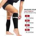 BAMS Plus Size Calf Compression Sleeve for Women & Men, Viscose from Bamboo Extra Wide Leg Support for Shin Splints, Leg Pain Relief and Support, Swelling, Travel (Calf Black, XL)
