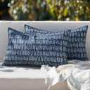 MIULEE Outdoor Set of 2 Patio Lumbar Pillows, 12x 20 Fade Resistant Outdoor Lumbar Pillow with Inserts, Fluffy Decorative Garden Waterproof Cushions for Home Patio Coach Sofa Use, White