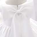 IDOPIP Flower Girl Bowknot Tutu Dress for Kids Baby Princess Wedding Bridesmaid Birthday Party Pageant Baptism Dresses (Size 80, White)
