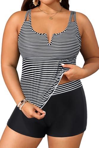 Daci Women's Plus Size Tankini Swimsuit - Two Piece Bathing Suit with Shorts Tummy Control Swimwear with V-Wire 2025, 20W