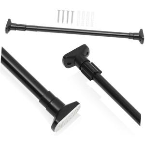 Amosfun Telescopic Clothes Pole Stainless Steel Closet Rod Bracket Drying Rack (53x6.5x3.7cm, Black)