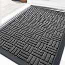 OLANLY Front Door Mat Outside Entrance 35x23, Absorbent, Heavy Duty Sturdy Natural Rubber Doormat Indoor Outdoor, Stain and Fade Resistant, Non-Slip Backing Low Profile Floor Mat for Entryway, Grey