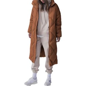 Tankaneo Women's Quilted Puffer Jacket Long Winter Coats Zip Up Baggy Down Outerwear with Pockets (Medium, Brown)