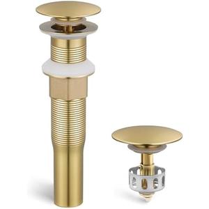 KES Sink Drain without Overflow Anti Clogging Pop Up Drain with Strainer Bathroom Sink Drain Assembly Brushed Gold, S2013D-BZ, Brushed Gold