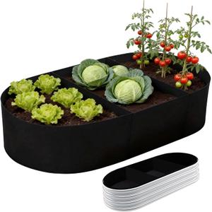 Thick 47x24x12 Inch Oval Fabric Raised Garden Bed Liner, Extra Strong Planter Liner for Wooden Metal Frames, Heavy Duty Aeration Cloth Grow Bag for Vegetables, Outdoor Patio Use