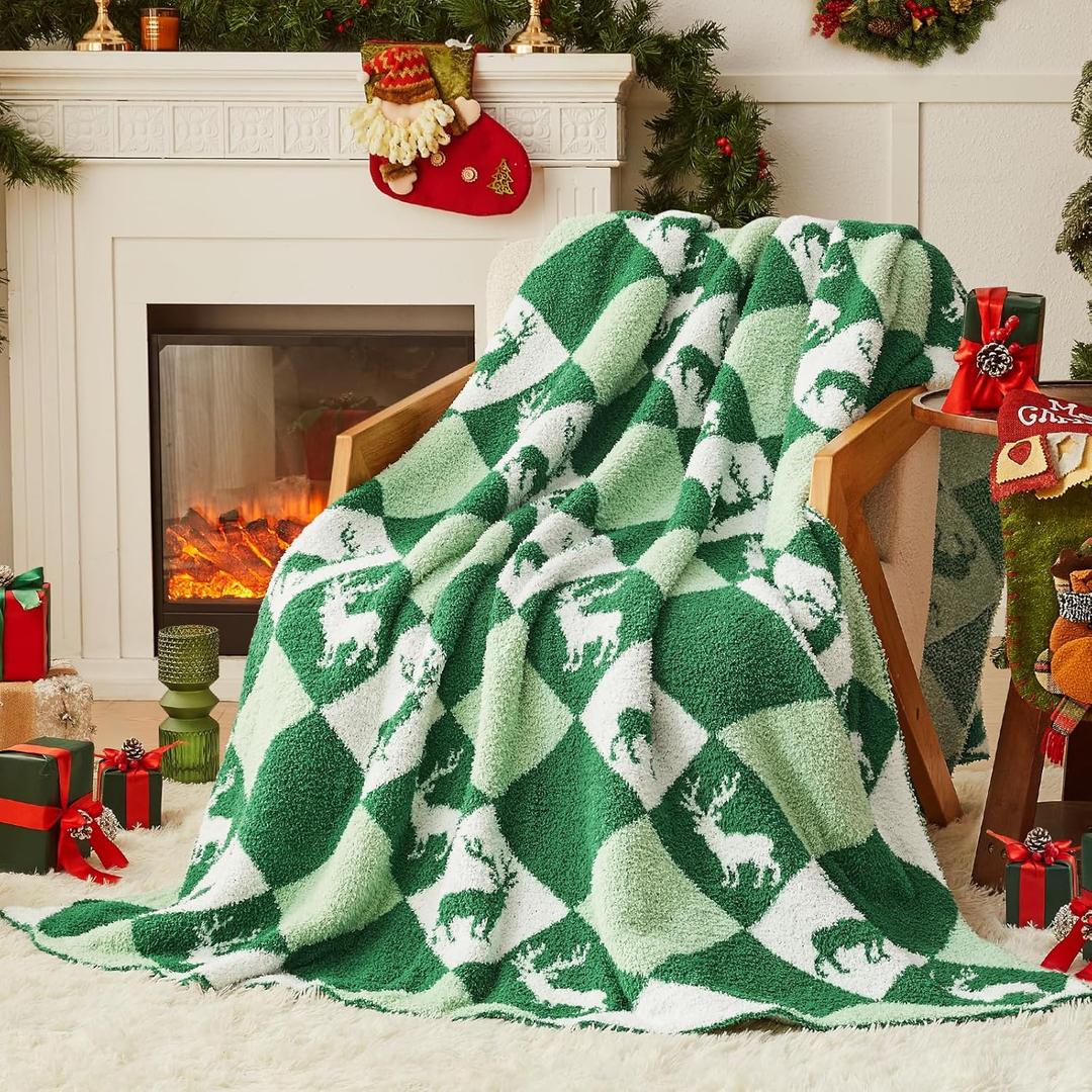 CYMULA Christmas Knit Throw Blanket - Super Soft Cozy Fuzzy Blankets for Couch, Sofa & Bed, Holiday Throw Blanket50"x60"