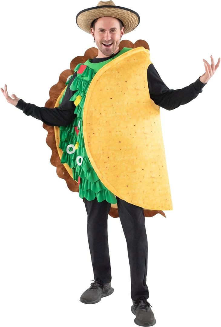 Spooktacular Creations Taco Costume Adult Men Realistic Deluxe Set for Halloween Dress Up Party Theme Activities (Small)