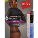Hanes Womens Comfort Flex Fit Underwear, Seamless Panties, Assorted 6-pack Thong, Pink Begonia, Body Blush, Tutu Violet, Spiced Almond Pink, Black, Satellite Blue, 9 US, 2XL