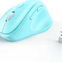 Ergonomic Wireless Mouse with USB Receiver for PC Computer, Laptop and Desktop, Ergo Mouse Vertical with Silent Clicks Long Battery Life, Up to 1600 DPI & 1 AA Battery Powered, Blue
