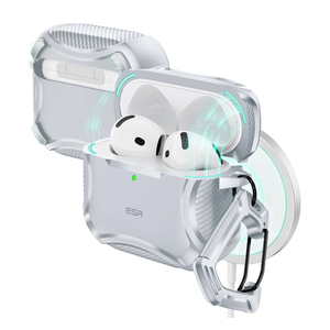 ESR for AirPods 4 Case, Compatible with AirPods 4th Generation Case (2024), Compatible with MagSafe, Powerful Drop Protection, Magnetic Lid, Cyber Series, Desert Titanium,Gray