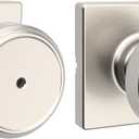 Kwikset Maven Interior Privacy Door Knob with Lock, Square Door Handle for Bathroom and Bedroom, Satin Nickel Keyless Turn Lock Doorknob, with Microban Protection (1 Pack)