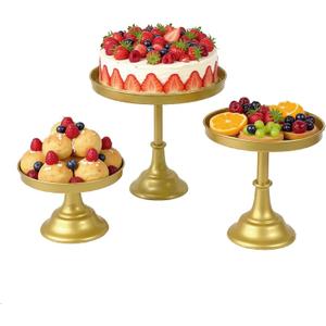 3 Pcs Metal Round Cake Stand Set 81012" Cake Display Stand Dessert Cupcake Display Tray for Graduation,Wedding,Birthday,Party,Baby Shower,Anniversary,Ceremony,Christmas (Gold)