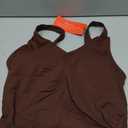 Darong Women Padded Tank Top Built in Bra Adjustable Spaghetti Straps Double Lined Basic Cami Shirt (Brown, S)