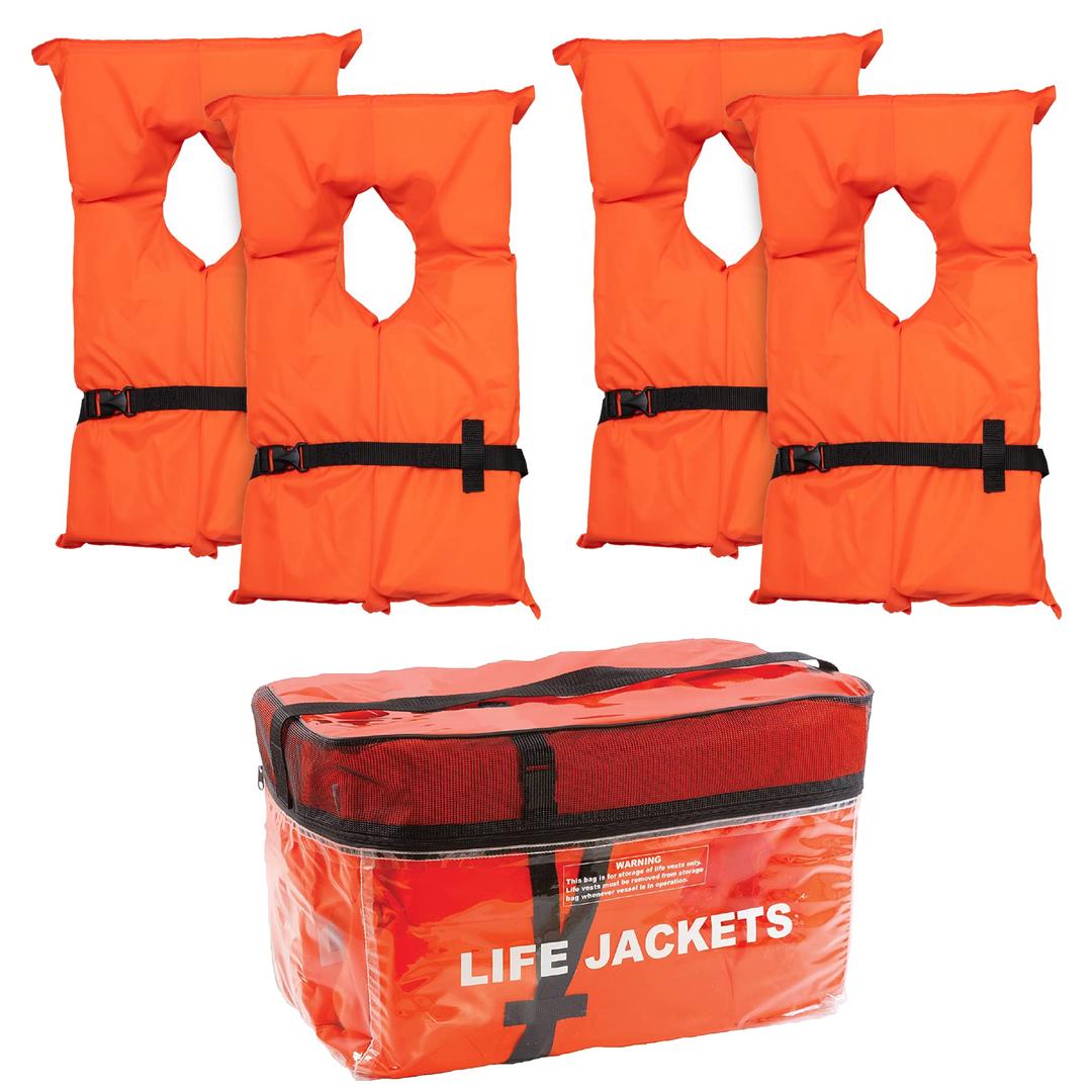 Airhead Type II Keyhole Life Jacket for Adults & Kids - U.S. Coast Guard Approved Boating Safety Life Vest for Youth & Child, Adjustable Open-Side Universal Fit, 2-Pack, Adult, Orange
