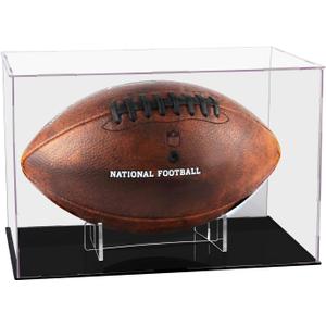 Clear Football Display Case,Memorabilia Display Box Cases for Football or Memorial Sports Gloves,with Steel Brackets Hanger & Removable Interior Football Display Stand(11.8x7.9x7.9 inch; 30x20x20 cm)