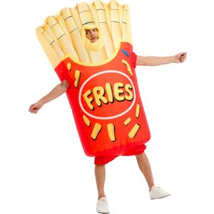 One Casa Inflatable Costume Adult,Blow Up French Fries Suit,Full Body Chips Halloween Costumes for Men Women