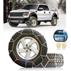 Auto Tightening Snow Chains Tire Chains, 1-Minute Quick Install, Universal Fit for Car/SUV/Pickup Truck, Multi-Weather Emergency Traction, Set of 2 - HKN160