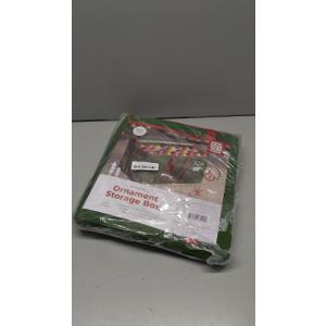 ZOBER Large Christmas Ornament Storage Box - Stores 128 3" Ornaments, With Dividers - Ornament Organizer Storage Box, Durable Christmas Containers Holder - Extra Pockets, Dual Zipper - Green