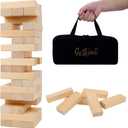 GOTHINK Tumble Tower Game for Kids and Adults, 54pcs Wooden Board Stacking Game for Family Games Night, Classical Wood Blocks Game, Standard Size with Storage Bag