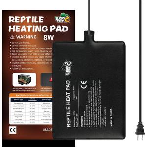 LUCKY HERP Reptile Heat Pad 6x8 Inch 8W Under Tank Terrarium Heating Mat, Reptile Heat Mat, Reptile Heating Pad for Turtle, Lizard, Hermit Crab, Frog, Snake