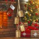 4 Pcs Christmas Cow Bells, Large Vintage Gold Cowbells Decor with Jute Hanging Rope Decorative Bells for Home Door Knob Christmas Tree Garland Wreath Staircase Xmas Decorations