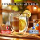8 Ounces Set of 4 Double Walled Glass Coffee Mugs Insulated Layer Coffee Cups Borosilicate Glass Espresso Double Insulated Clear Glass Coffee Mug for Hot Beverages