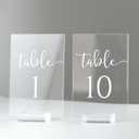Clear Acrylic Wedding Table Numbers 1-10 with Stand- 4x6 Inch Clear Acrylic Table Numbers and Holders for Wedding Party Reception