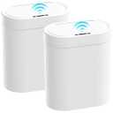 jinligogo 2 Pack-5 Gallon Bathroom Trash Can with Lid, Automatic Motion Sensor White Trash Can, Touchless Slim Waterproof Garbage Bin for Kitchen, Bedroom, Office, and Bathroom